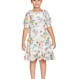 Peppermint Floral Printed Sequined Fit & Flare Dress-33