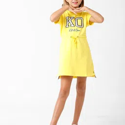 KATE & OSCAR Girls Yellow & White Embellished A-Line Dress-image-83