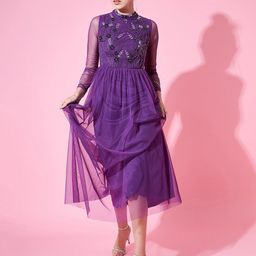 STREET 9 Purple Embellished Net Maxi Maxi Dress-picture-38