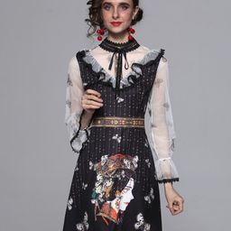 JC Collection Black Printed A-Line Dress-image-95