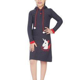 Peppermint Striped Applique Detailed Hooded Jumper Dress-picture-35
