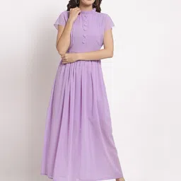 aayu Women Lavender Georgette Maxi Dress-image-57