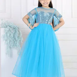 Toy Balloon kids Blue Embellished Net Maxi Dress-image-79