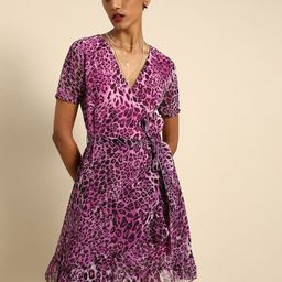 DODO & MOA Pink Animal Georgette Dress-image-77
