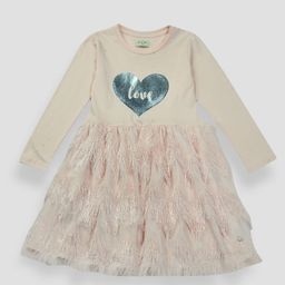 Gini and Jony Girls Taupe & Blue Printed Dress-image-47