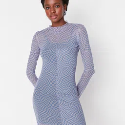 Trendyol Self Design Long Sleeves Bodycon Dress-image-42