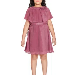 Peppermint Girls Cape Sleeve Fit & Flare Dress With Belt-picture-34