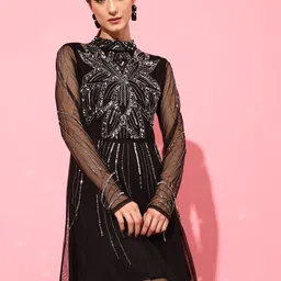 STREET 9 Long Sleeves A-Line High Neck Dress-image-70