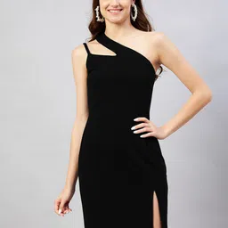 RARE Black One Shoulder Bodycon Dress-image-19