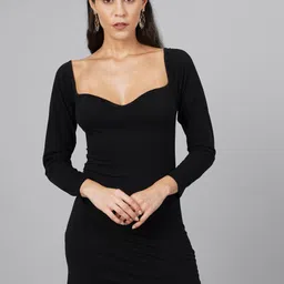 SCORPIUS Women Black Solid Sheath Dress-image-41