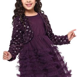 Hola Bonita Girls Ruffles Fit & Flare Dress With Embellished Jacket-image-38