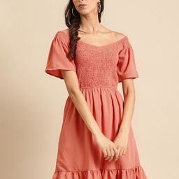 DODO & MOA Off-Shoulder Smocked Crepe Dress-image-93