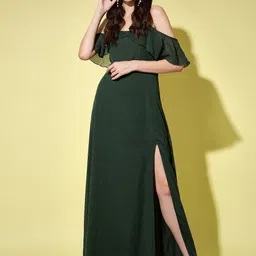Trend Arrest Green Solid Maxi Dress-33
