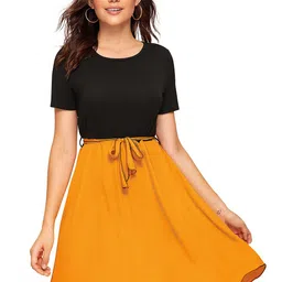 BAESD Colourblocked Fit & Flare Dress-image-21