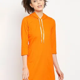 Autumn Hues Orange A-Line Dress-image-86