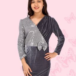 CUTECUMBER Embellished Velvet Dress-picture-28