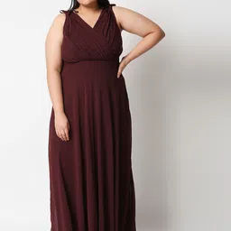 20Dresses Plus Size Women Maroon Georgette Maxi Dresses-image-74