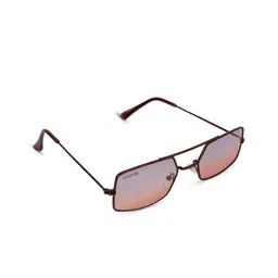 Duke Unisex Mirrored Lens & Brown Rectangle Sunglasses with UV Protected Lens-1