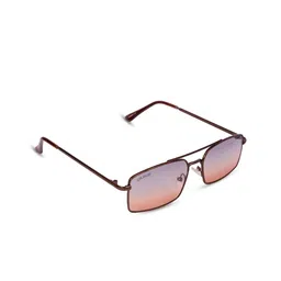 Duke Unisex Mirrored Lens & Brown Rectangle Sunglasses with UV Protected Lens-0