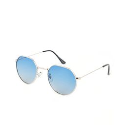 Micelo Martin Unisex Blue Lens & Silver-Toned Round Sunglasses with UV Protected Lens-33