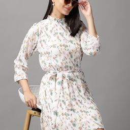 SHOWOFF Women White & Green Floral Printed Dress-picture-8