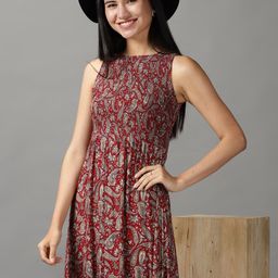 SHOWOFF Women Maroon Ethnic Motifs Maxi Dress-image-33
