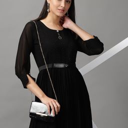 SHOWOFF Women Black Chiffon Maxi Dress-image-41