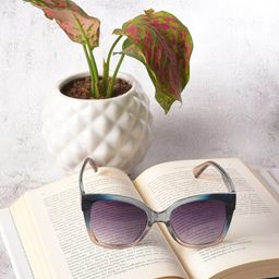 HAUTE SAUCE by Campus Sutra Women Black Lens & Blue Cateye Sunglasses with Polarised Lens-image-67