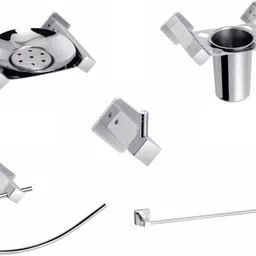 fortune Stainless Steel 5-Piece Bathroom Accessories/ Bath Fixtures Set Silver Towel Holder-picture-37