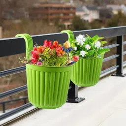Elegant Green Railing Hanging Pot for Balcony, Railing with High Durability Plant Container Set-image-68