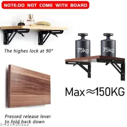 tinsuhg Heavy Duty Metal Collapsible Shelf Bracket for Bench Table 20 CM Shelf Bracket image 5