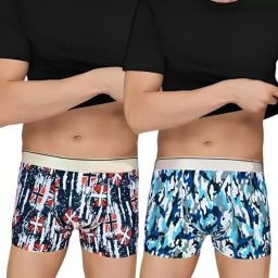 Pack of 2 Solid, Camouflage, Animal Print, Checkered, Floral Print, Printed, Self Design, Geometric Print, Colorblock, Graphic Print Men Trunk-image-4