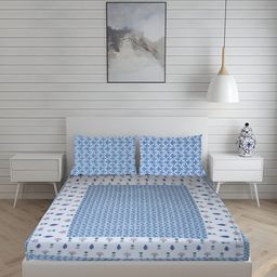 sj designer Cotton Super King Flat 180 TC Printed Bedsheet-picture-32