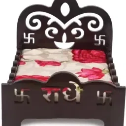 Lord Laddu Gopal Wooden Pooja Singhasan (Brown, Pack of 1)@ 3 Wooden All Purpose Chowki-25