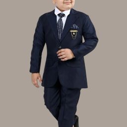 Boys 4-Piece Coat Pant Suit Set Solid Suit-image-19