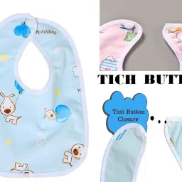 wagwanfly Baby Button Bibs Apron for Feeding and Drooling Cute Animated Print with Button image 3