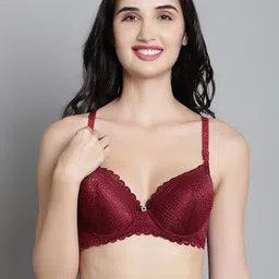 MAKCLAN Floral Medium Coverage Anti Odour Lightly Padded Plunge Bra With All Day Comfort-picture-9
