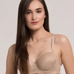 MAKCLAN Nude-Coloured Floral Medium Coverage Underwired Lightly Padded Bra-picture-19