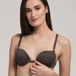 MAKCLAN Underwired Lightly Padded All Day Comfort Dry Fit Plunge Bra-image-91