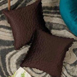 hosta homes Brown Velvet Abstract 16X16 Inches Cushion Covers (Pack of 2)-picture-23