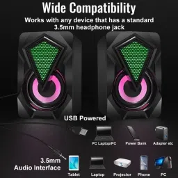 fire turtle with Colourful LED Modes System for PC Laptop 10 W Laptop/Desktop Speake 10 W Bluetooth Laptop/Desktop Speaker image 2