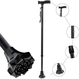 Black Height Adjustable Support Cane Stick for Old People Old Man, Women Walking Stick-image-52