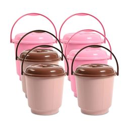 Kuber Industries Pink & Peach 6 Pieces Bathroom Buckets With Lids 18 L Each-0