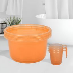 Kuber Industries Transparent & Orange 6 Pieces Bathroom Tub & Mugs-image-45