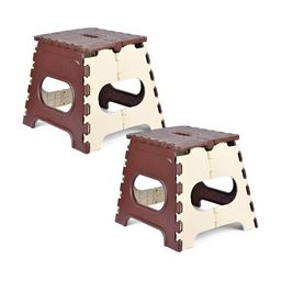 Kuber Industries Cream-Coloured & Brown 2 pieces Collapsible Stool Outdoor-22