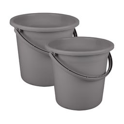 Kuber Industries Grey 2 Pieces Bathroom Buckets 18 L Each-100