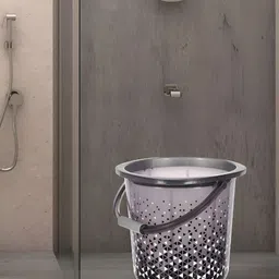 Kuber Industries Grey & White Printed Unbreakable Bathroom Bucket 18 L-24