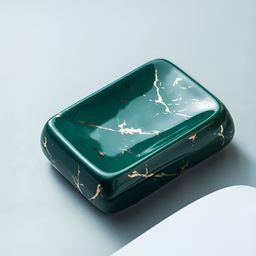 UMAI Green & Gold-Toned Abstract Ceramic Soap Dish-picture-40