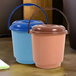 Kuber Industries Blue & Brown 2 Pieces Bucket with Lid 18 L-image-76