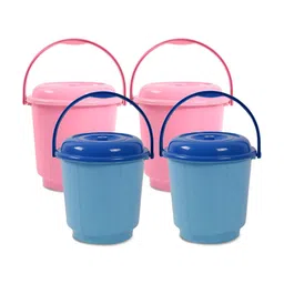 Kuber Industries Pink & Blue 4 Pieces Bucket with Lid 18 L-image-79